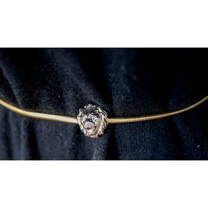 Vintage Anne Klein Lion Head Gold Tone Stretch Belt Accessocraft NYC S 27"